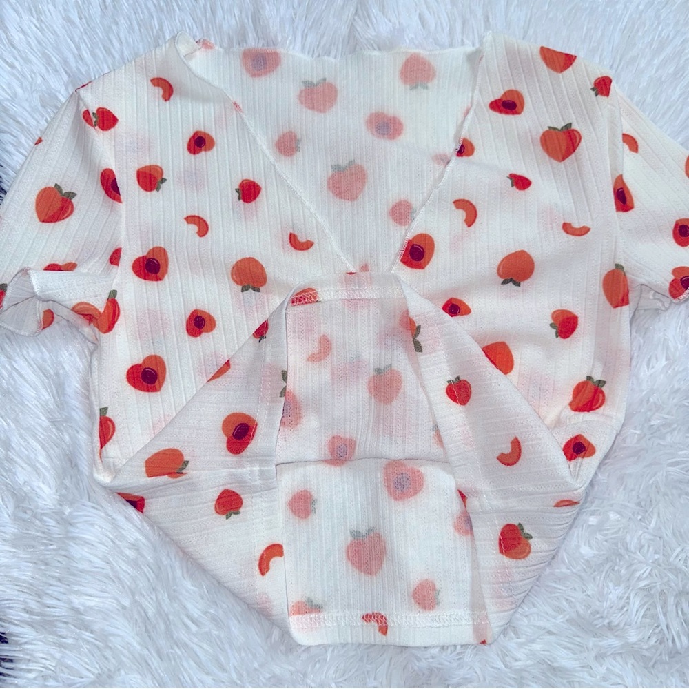 Peach Print Ribbed Tee - Picture 5 of 7